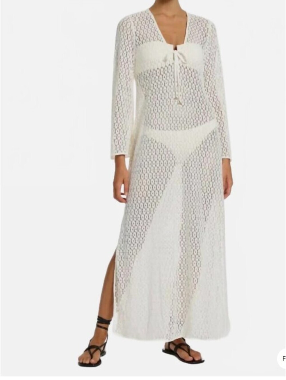JETS AUSTRALIA STRETCH LACE MAXI KAFTAN - CREAM
